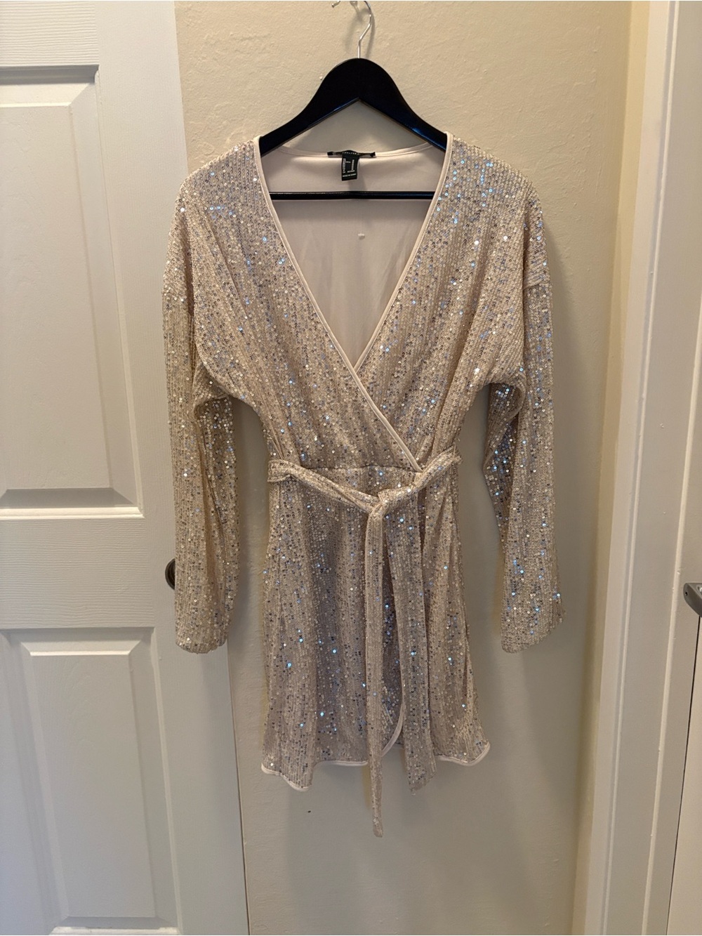 Forever 21 Champagne Sequin Wrap Romper
